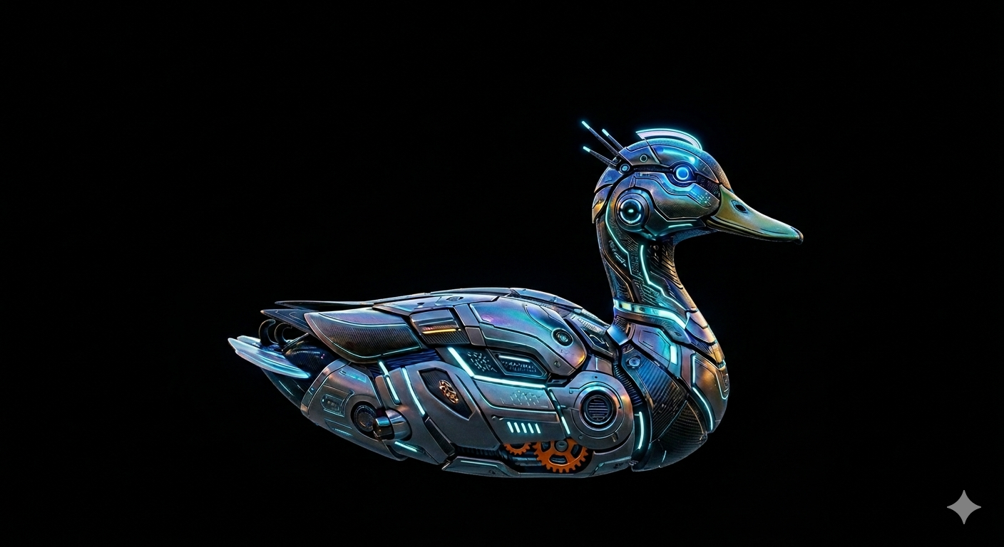 Robotic duck render, the One Duck Technologies mascot